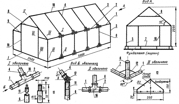 We learn how to make a greenhouse from a profile pipe with your own hands: description, frame drawing, photo